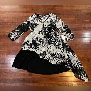 Anthropologie Yoana Baraschi unique black and white tropical layered dress large